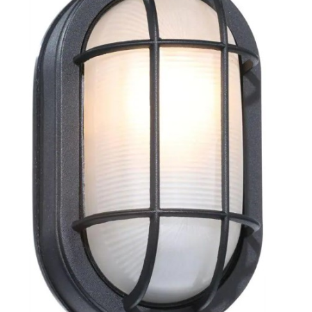 Picture of 240235 8.5 in. Black Oval 1Light Outdoor Bulkhead Wall Lamp
