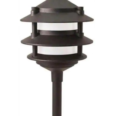 Picture of 1001492904 Low Voltage Black Outdoor Integrated LED 3Tier Metal Landscape Path Light with Frosted Plastic Lens